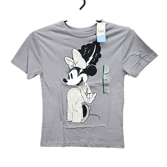 Womens Disney Minnie Mouse T Shirt Halloween Gray Black White Franken Bride M - Picture 1 of 6